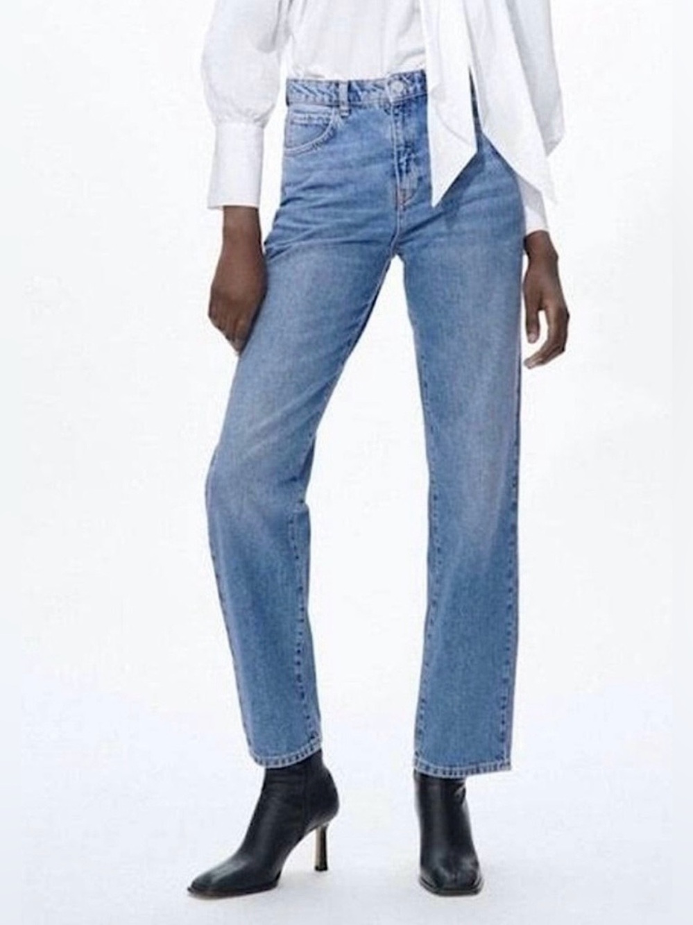 NWT Zara High Rise Full Length Mid Blue Straight-Leg Women’s Jeans